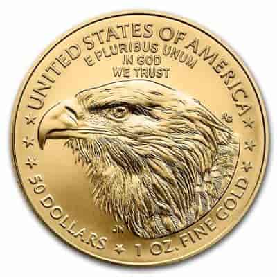 Золотая монета Американский Орел, 2022 год. Au 31.1 г. 50 долларов.