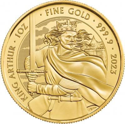 Золотая монета Король Артур, Au 31.1 г., 100 фунтов.