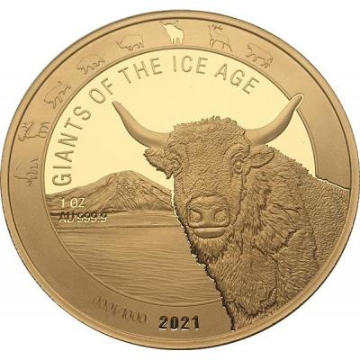 Золотая монета Зубр. Au 31.1гр, 500 седи