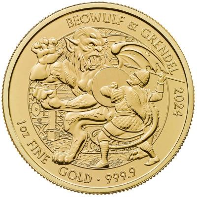 Золотая монета Беовульф и Грендель, Au 31.1, 100 фунтов