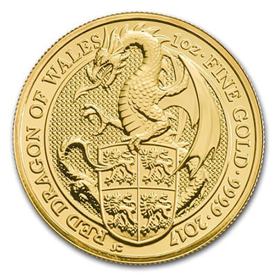 Золотая монета Королевский Дракон,  Au 31.1, 100 фунтов