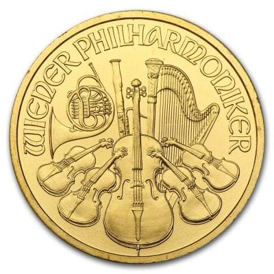 Золотая монета Венская Филармония 1/4 oz, 25 евро.