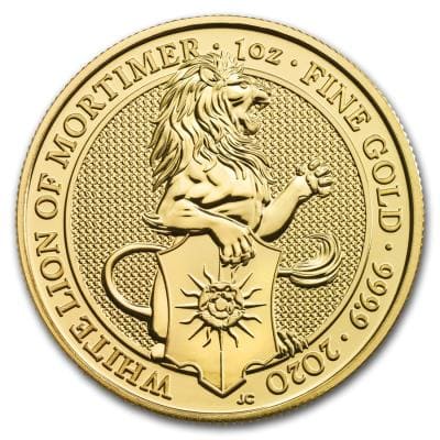 Золотая монета Королевский Белый Лев Мортимера, Au 31.1 г., 100 фунтов.