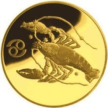 Золотая монета Знаки зодиака - Рак. Au 7.78 г., 50 рублей
