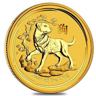 Золотая монета Лунар год Собаки Au 15,55г, 50 долларов.