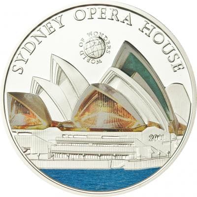 Палау 5 долларов, 2011 год. Оперный театр в Сиднее. Ag 23.125 г