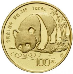 Золотая монета Панда, Китай. 1987 год. Au 31.1гр, 100 юаней