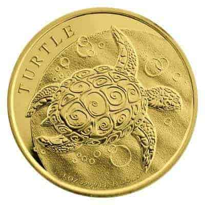 Золотая монета Черепаха Ниуэ, 250 долларов