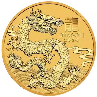 Золотая монета Лунар год Дракона, Австралия, Au 62.2, 200 долларов