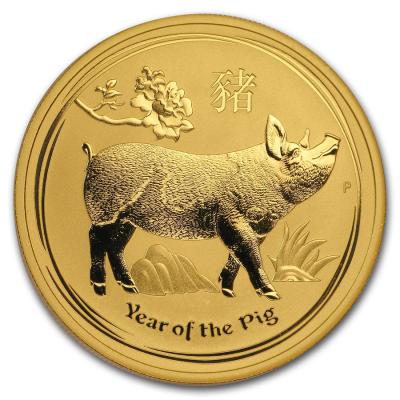 Золотая монета Лунар год свиньи 2019, 100 долларов