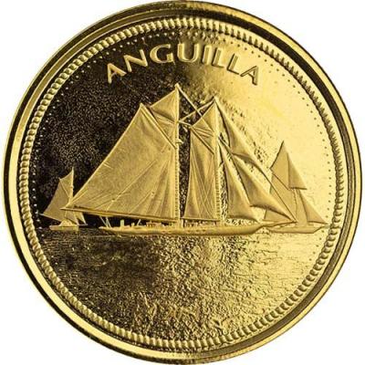Золотая монета Карибы. Ангилья. Au 31.1гр, 10 долларов