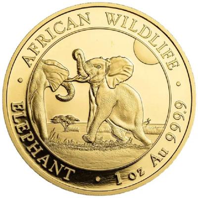 Золотая монета Слон Сомали. Au 31.1, 1000 шиллингов