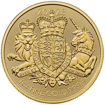 Золотая монета Королевский герб с Карлом. Au 31.1, 100 фунтов.