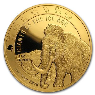 Золотая монета Мамонт. Au 31.1гр, 500 седи