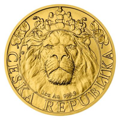Золотая монета Чешский лев. Au 31.1гр, 50 долларов