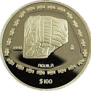 Золотая монета Агила. Au 31.1, 100 песо