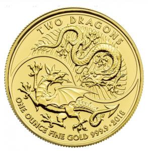 Золотая монета Драконы, Au 31.1 гр, 100 долларов.