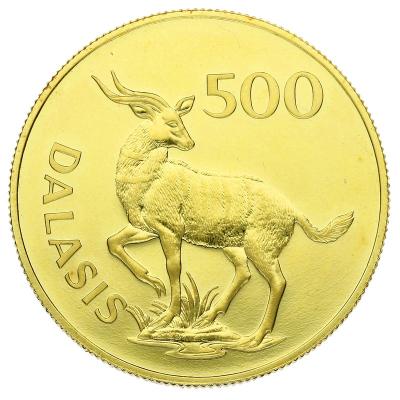 Золотая монета Гамбия, Au 30.09 гр., 500 даласис.