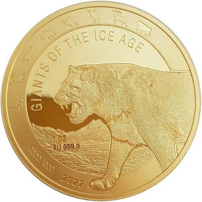 Золотая монета Пещерный лев. Au 31.1гр, 500 седи
