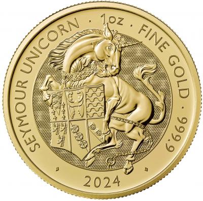 Золотая монета Единорог Сеймура, Звери Тюдоров, Au 31.1, 100 фунтов.
