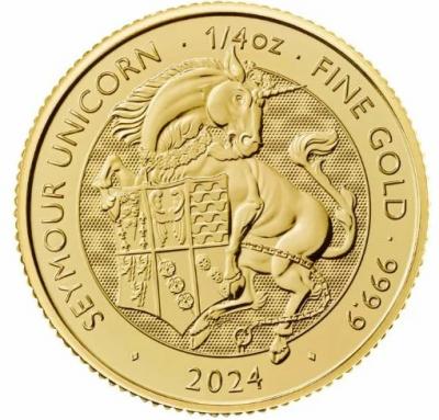 Золотая монета Единорог Сеймура, Звери Тюдоров, Au 7.78, 25 фунтов.