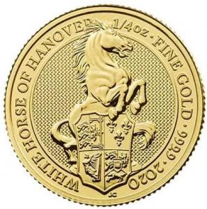 Золотая монета Белая лошадь, Au 7.78г., 25 фунтов.