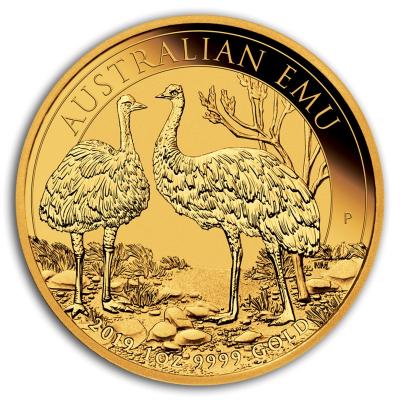 Золотая монета Страус Эму, 2019 год, Au 31.1 г., 100 долларов.