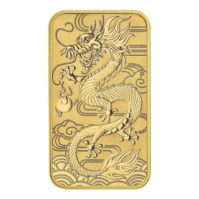 Золотая монета Китайский Дракон, Австралия, 2018 г., Au 31.1 г., 100 долларов