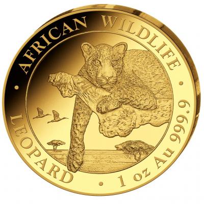 Золотая монета Леопард. Сомали. Au 31.1, 1000 шиллингов